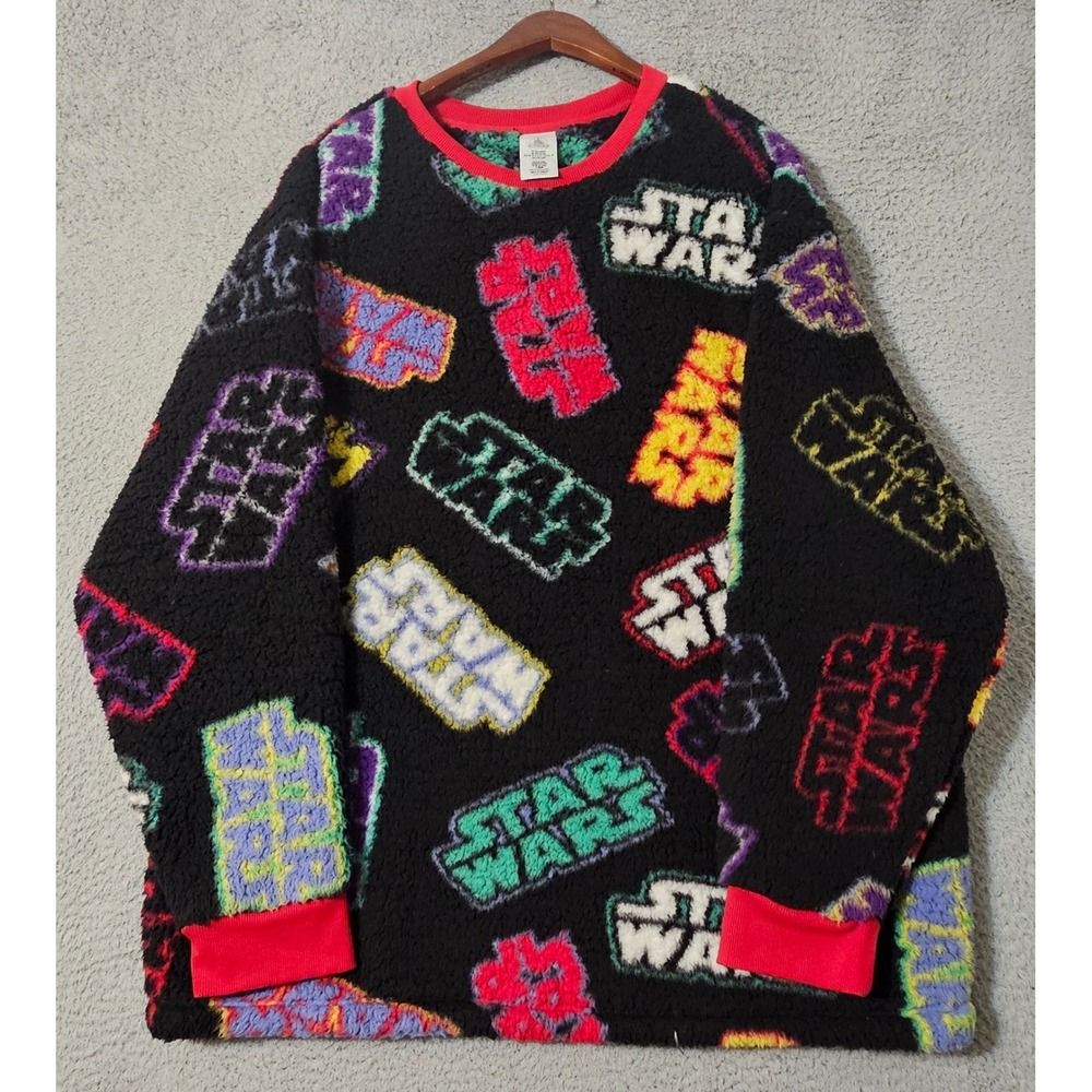 Star Wars Sherpa Pullover Sweatshirt Disney Unisex Size XXL Red Trim Cosplay